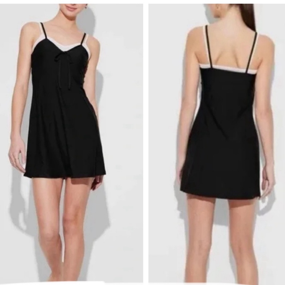NWT Layered mini slip dress in black with a white underlayer - Wild Fable Size S